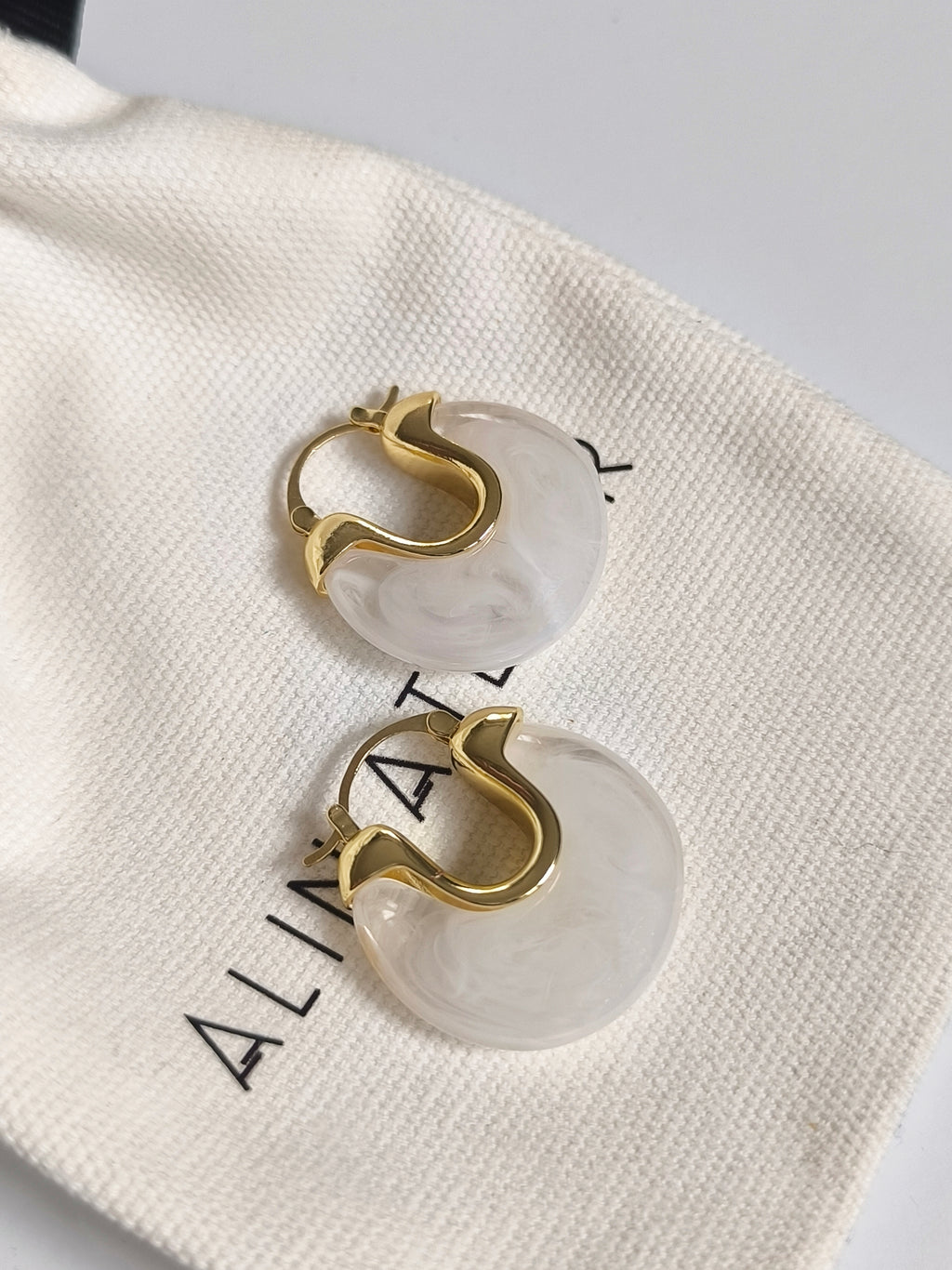 Hoops White Earrings