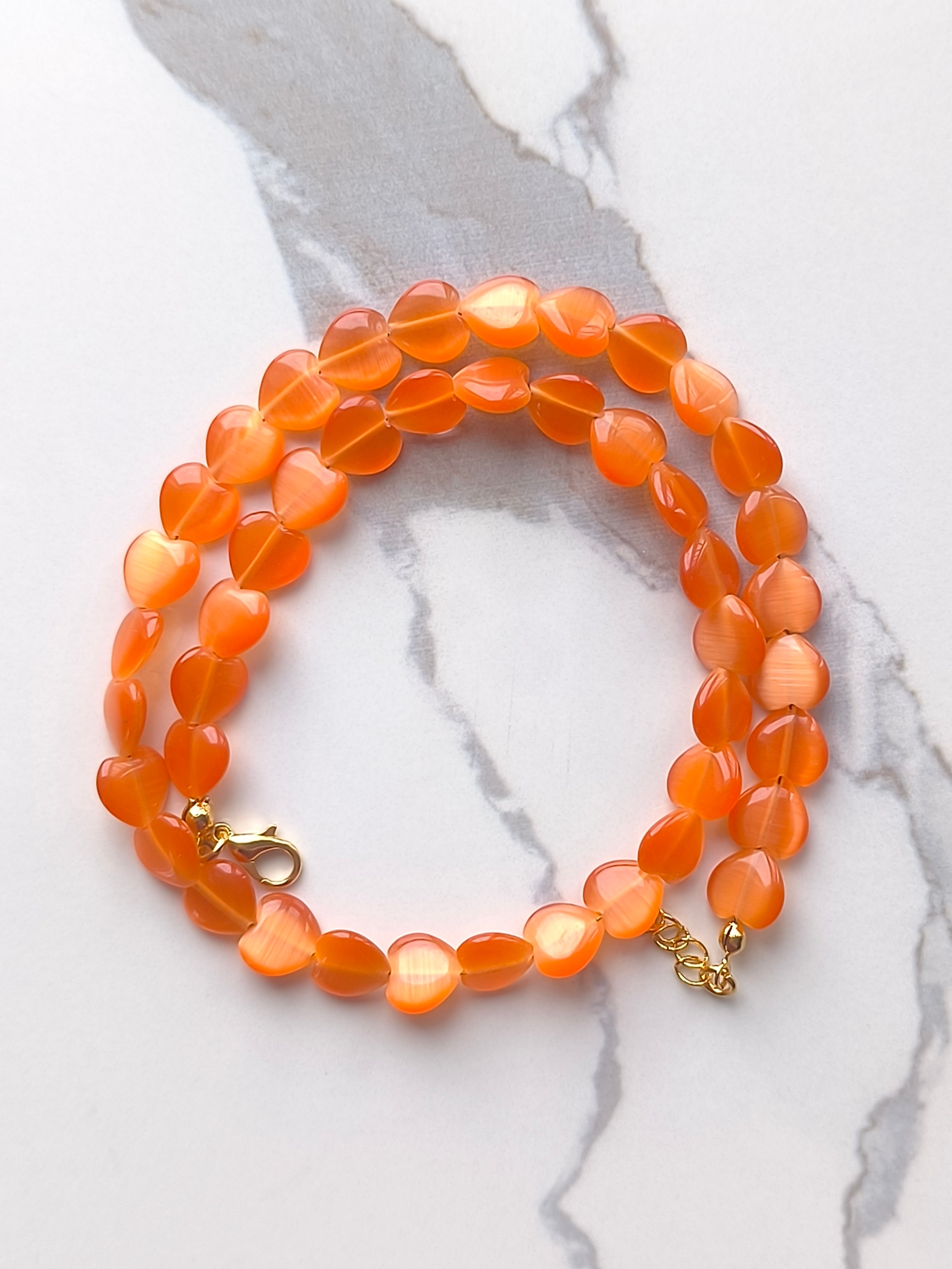 Amour Fin | Orange Heart Necklace