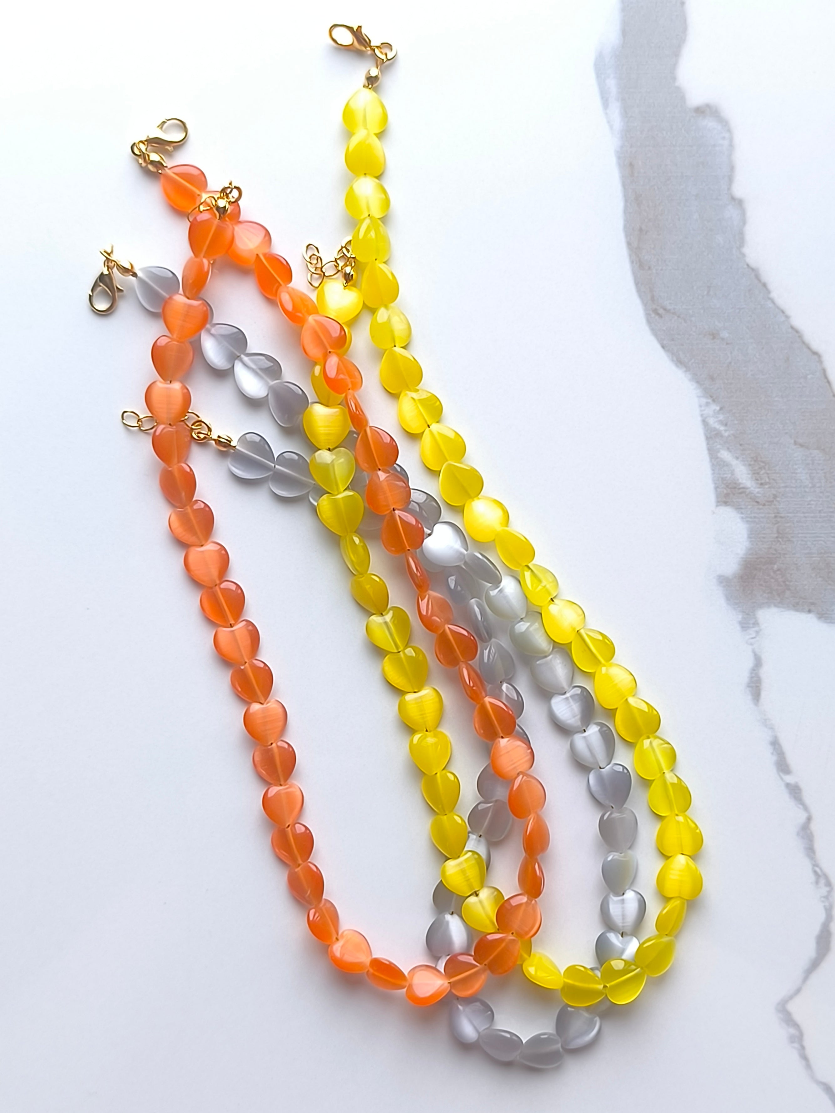 Amour Fin | Orange Heart Necklace