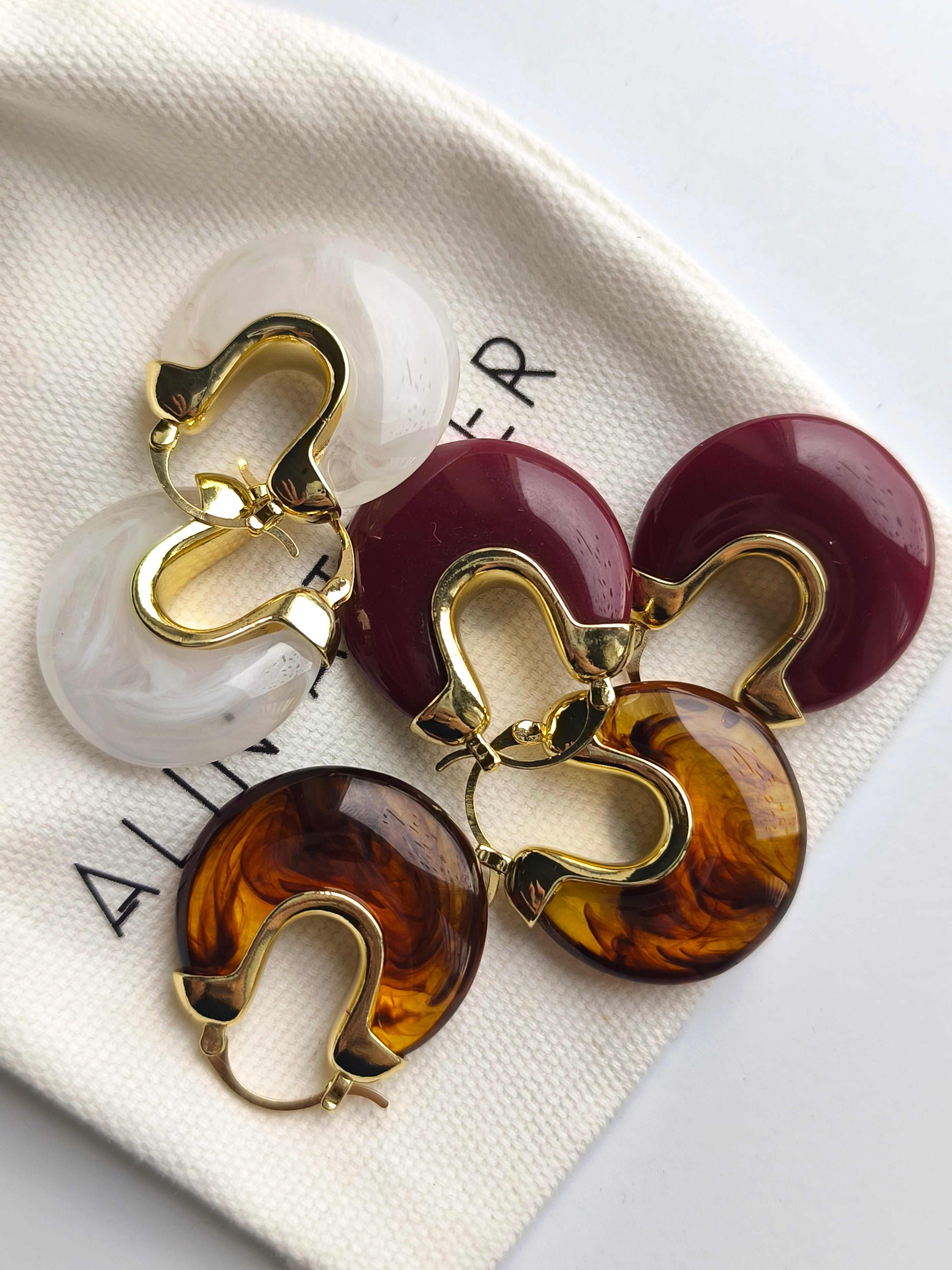 Hoops Burgundy Earrings