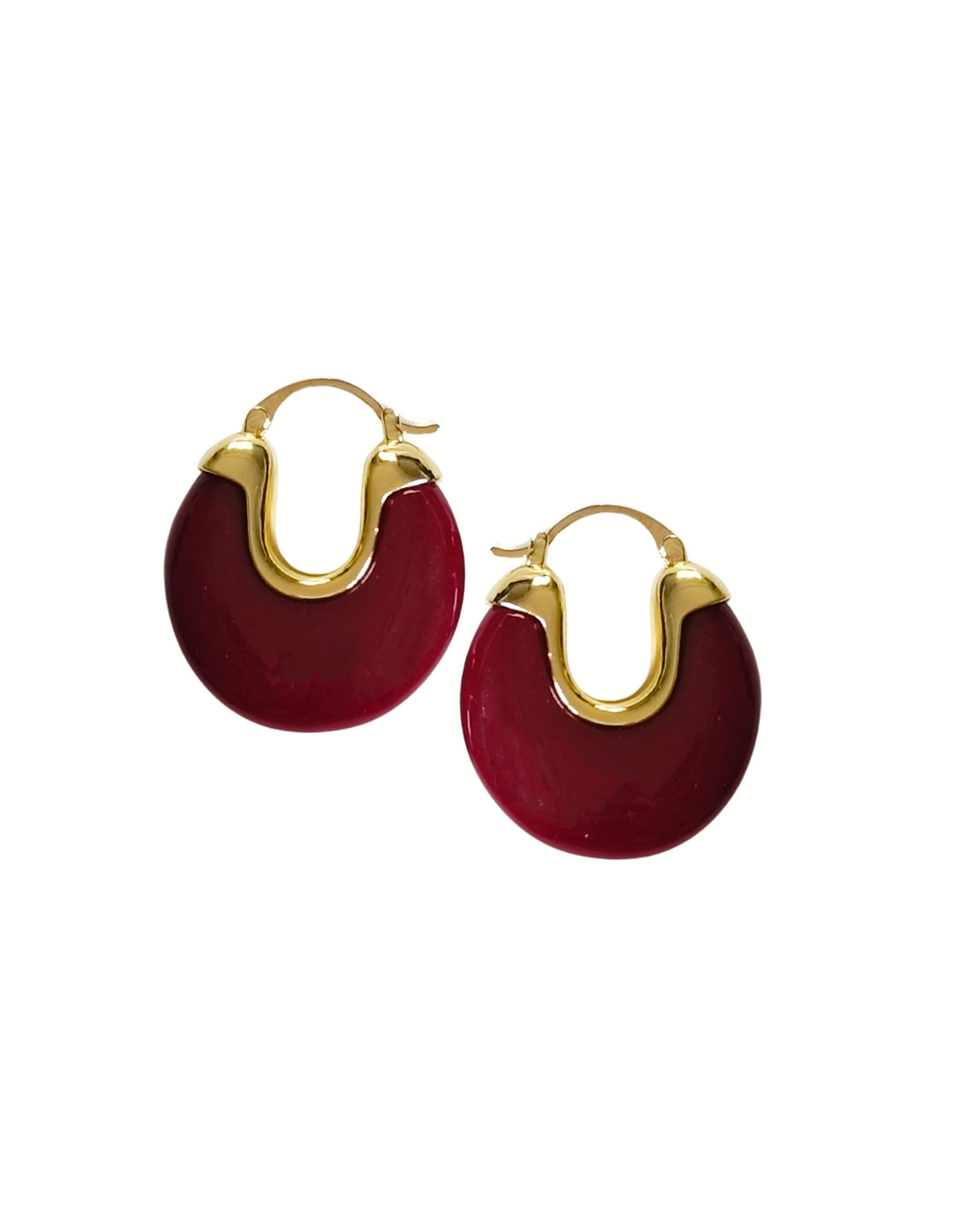 Hoops Burgundy Earrings