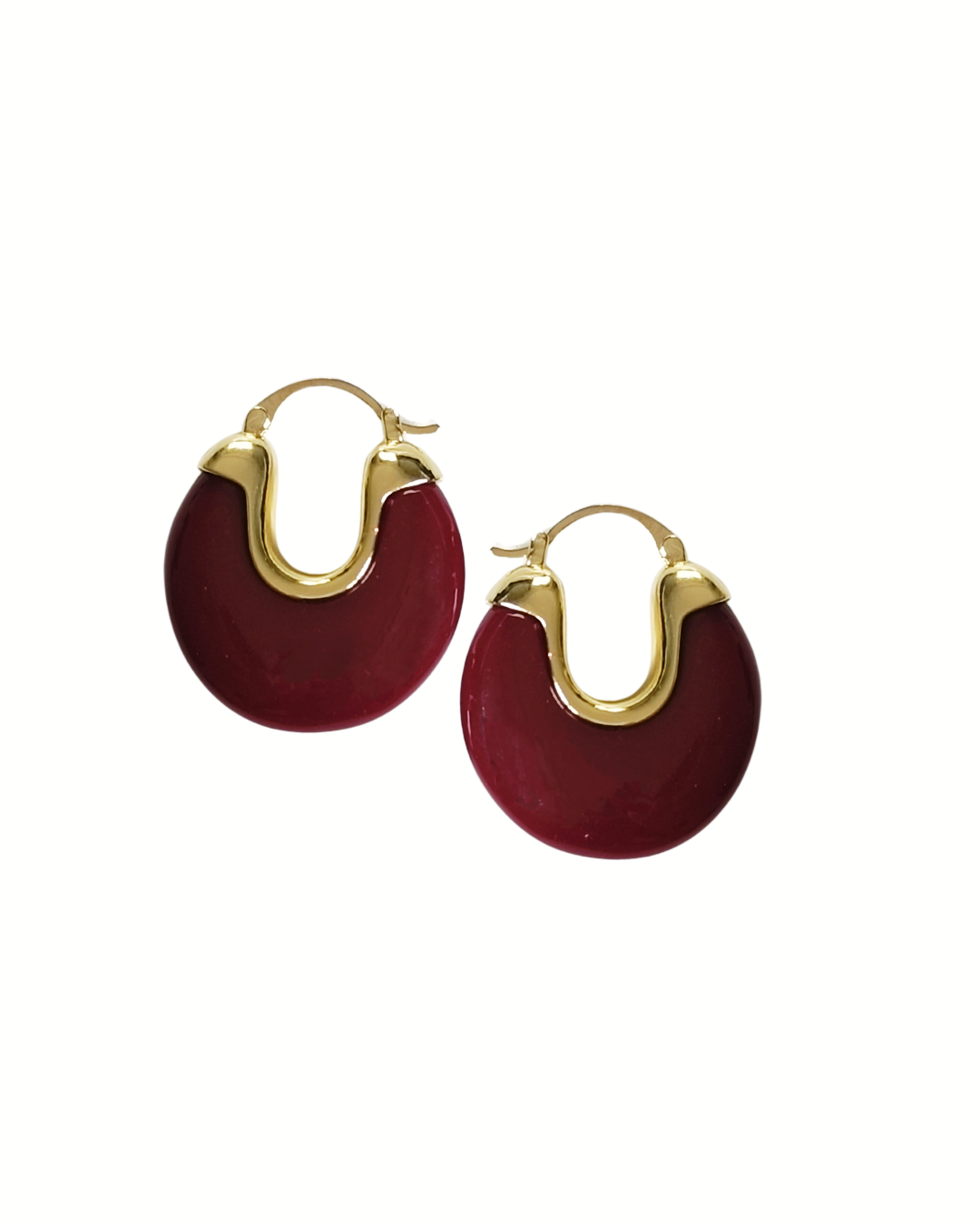 Hoops Burgundy Earrings